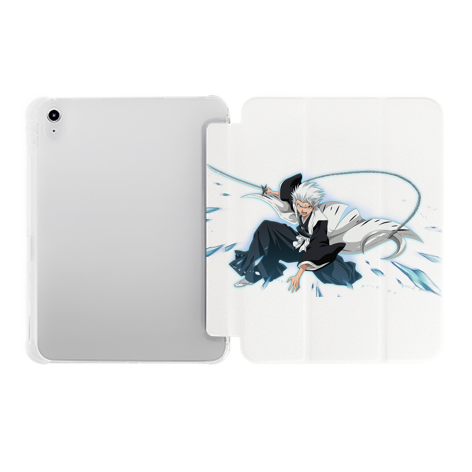 （画像用） ブリーチ 日番谷冬獅郎（ひつがや とうしろう） BLEACH Hitsugaya Toushirou IPad ケース ペン収納付き 三つ折りスタンド PUレザー×シリコン 対応機種9.5/10.5/10.9インチ